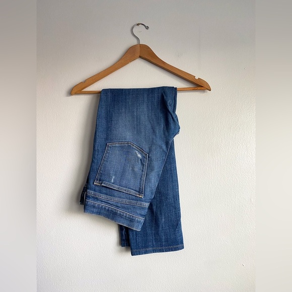 JCrew Stretch Straight Mid Rise Distressed Fade Jeans Blue Rip Cotton Relaxed 29 - Picture 4 of 9